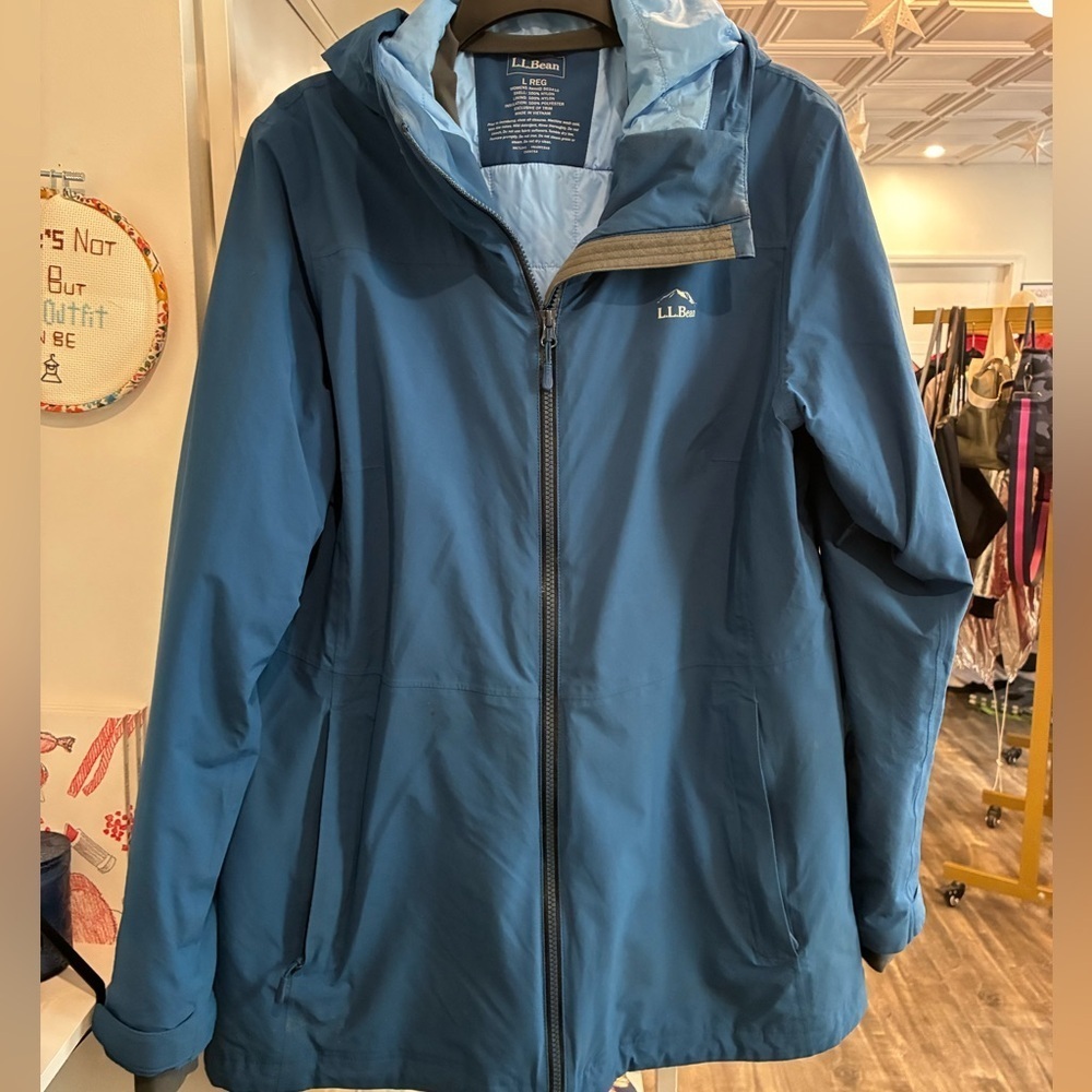L.L.Bean blue nylon waterproof jacket size L